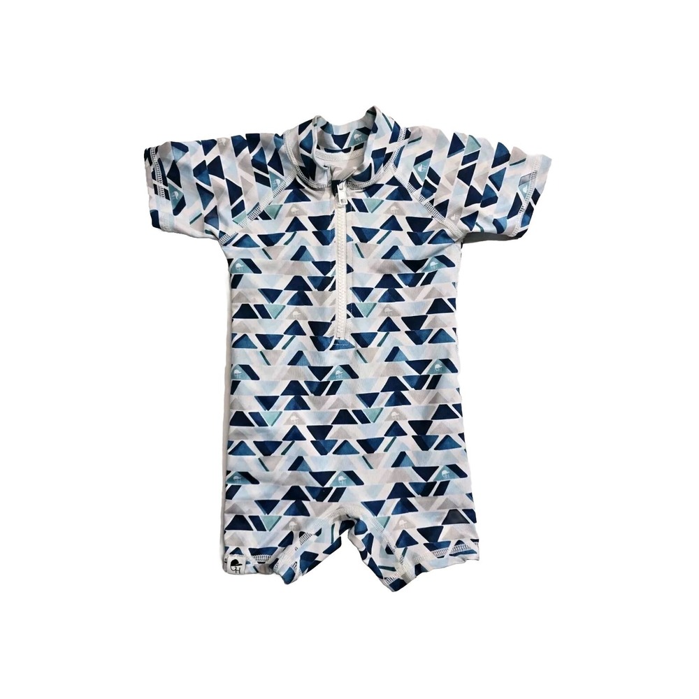 George Hats Boys One Piece Swimming Suit 6-12 Months Blue Geometric Print